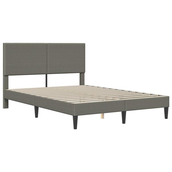 Grote foto vidaxl bedframe met hoofdeinde lichtgrijs 160 x 200 cm katoen stof antiek en kunst stoelen en banken