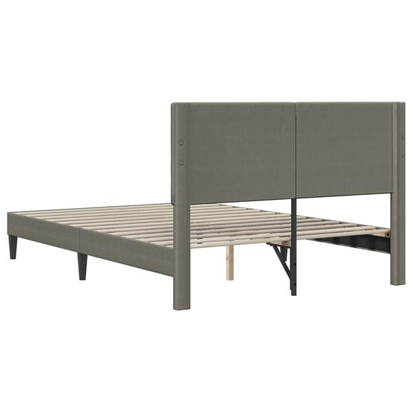 Grote foto vidaxl bedframe met hoofdeinde lichtgrijs 140 x 200 cm katoen stof antiek en kunst stoelen en banken