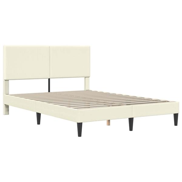 Grote foto vidaxl bedframe met hoofdeinde cr mekleurig 120 x 190 cm katoen stof antiek en kunst stoelen en banken