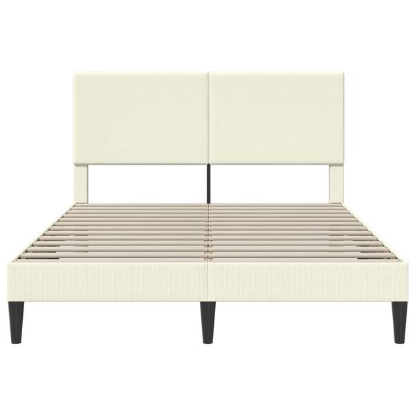 Grote foto vidaxl bedframe met hoofdeinde cr mekleurig 120 x 190 cm katoen stof antiek en kunst stoelen en banken