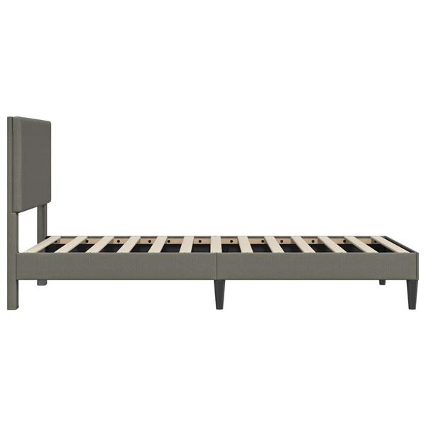Grote foto vidaxl bedframe met hoofdeinde lichtgrijs 90 x 200 cm katoen stof antiek en kunst stoelen en banken