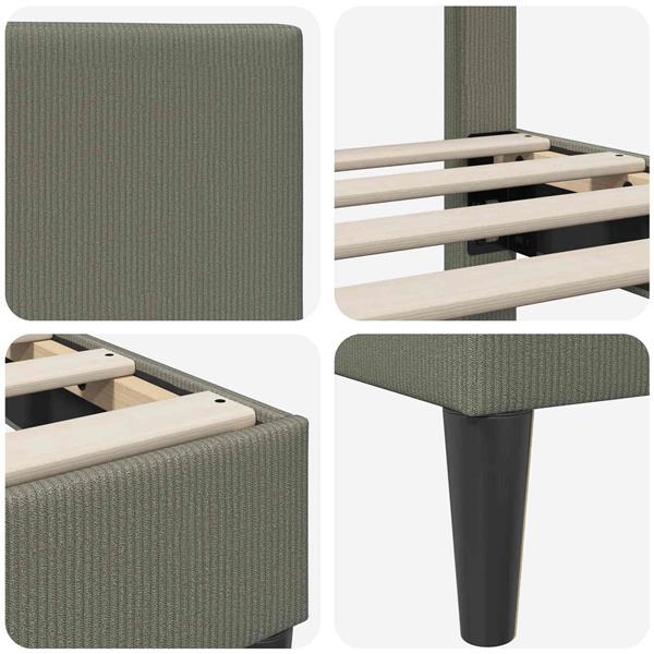 Grote foto vidaxl bedframe met hoofdeinde lichtgrijs 90 x 200 cm katoen stof antiek en kunst stoelen en banken