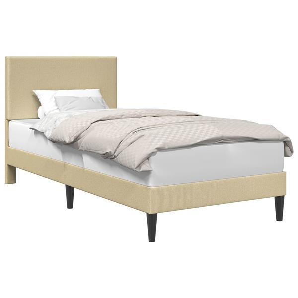 Grote foto vidaxl bedframe lichtgroen grijs 90 x 190 cm katoen stof antiek en kunst stoelen en banken