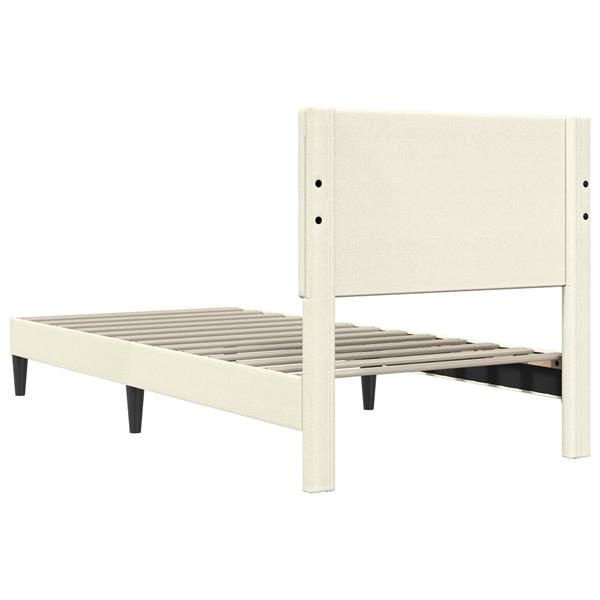 Grote foto vidaxl bedframe met hoofdeinde cr mekleurig 90 x 190 cm katoen stof antiek en kunst stoelen en banken