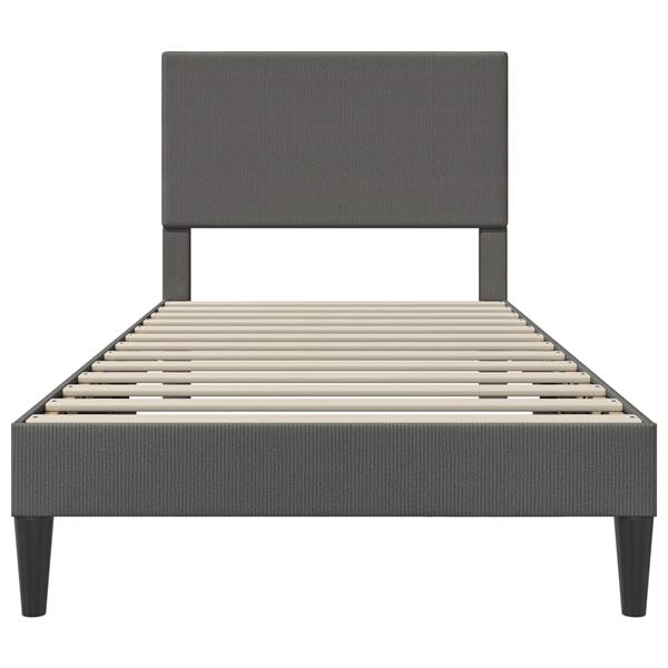 Grote foto vidaxl bedframe met hoofdeinde donkergrijs 90 x 190 cm katoen stof antiek en kunst stoelen en banken