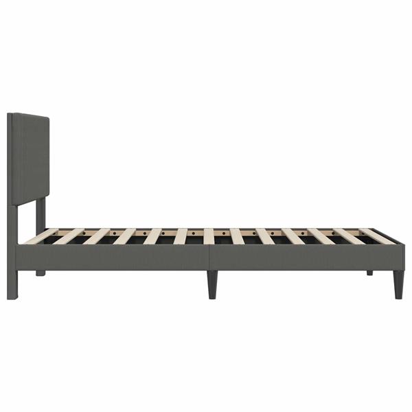 Grote foto vidaxl bedframe met hoofdeinde donkergrijs 90 x 190 cm katoen stof antiek en kunst stoelen en banken