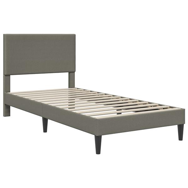 Grote foto vidaxl bedframe met hoofdeinde lichtgrijs 90 x 190 cm katoen stof antiek en kunst stoelen en banken