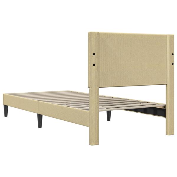 Grote foto vidaxl bedframe lichtgroen grijs 80 x 200 cm katoen stof antiek en kunst stoelen en banken