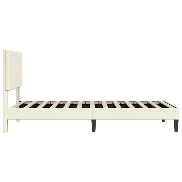Grote foto vidaxl bedframe met hoofdeinde cr mekleurig 80 x 200 cm katoen stof antiek en kunst stoelen en banken