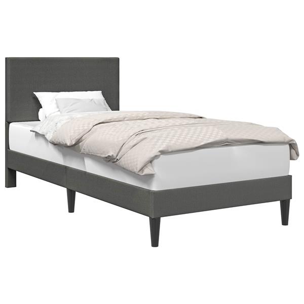 Grote foto vidaxl bedframe met hoofdeinde donkergrijs 80 x 200 cm katoen stof antiek en kunst stoelen en banken