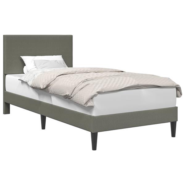 Grote foto vidaxl bedframe met hoofdeinde lichtgrijs 80 x 200 cm katoen stof antiek en kunst stoelen en banken