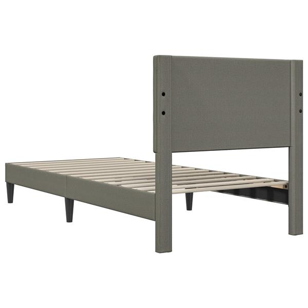 Grote foto vidaxl bedframe met hoofdeinde lichtgrijs 80 x 200 cm katoen stof antiek en kunst stoelen en banken
