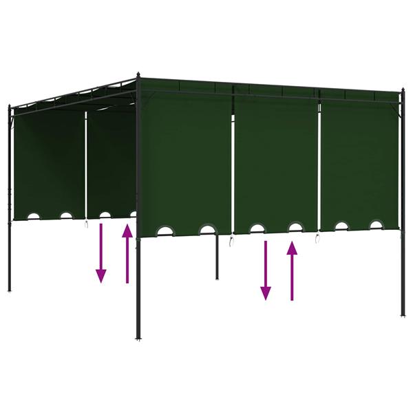 Grote foto vidaxl paviljoen 4 x 3 x 2 3 m groen polyester en staal tuin en terras overige tuin en terras