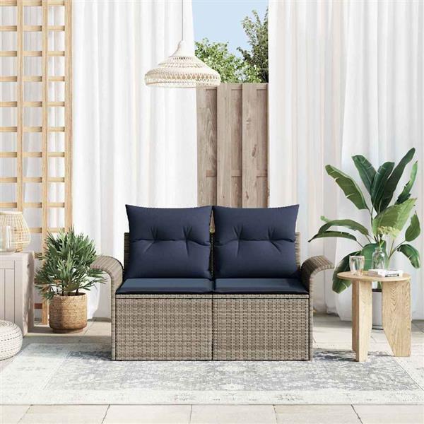 Grote foto vidaxl tuinbank met kussen 141 x 62 x 69 cm poly rattan tuin en terras tuinmeubelen