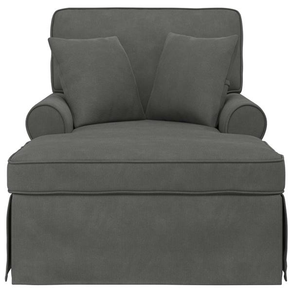Grote foto vidaxl chaise lounge met rok met kussen 3 pcs donkergrijs katoen stof huis en inrichting bankstellen