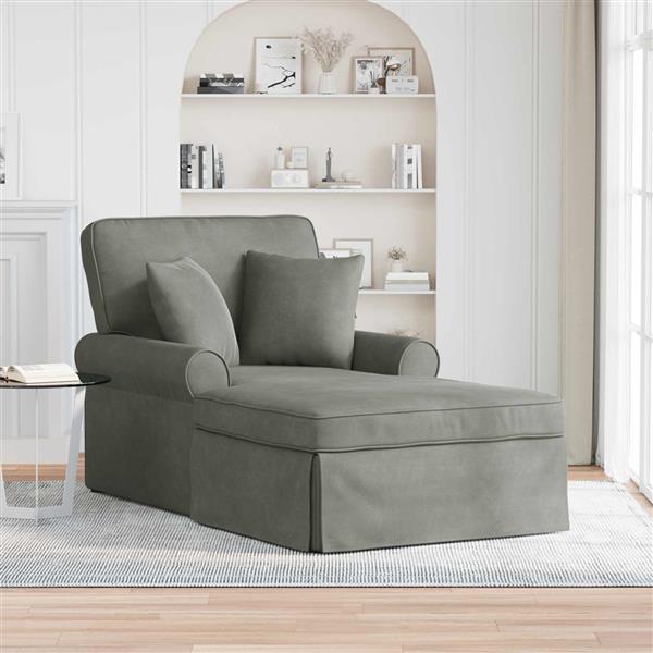 Grote foto vidaxl chaise lounge met rok met kussen 3 pcs lichtgrijs katoen stof huis en inrichting bankstellen