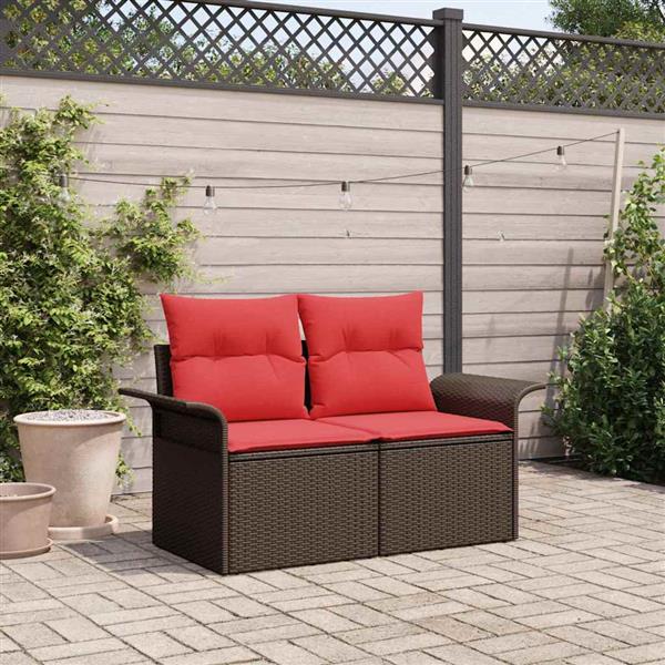 Grote foto vidaxl tuinbank met kussen 141 x 62 x 69 cm poly rattan tuin en terras tuinmeubelen
