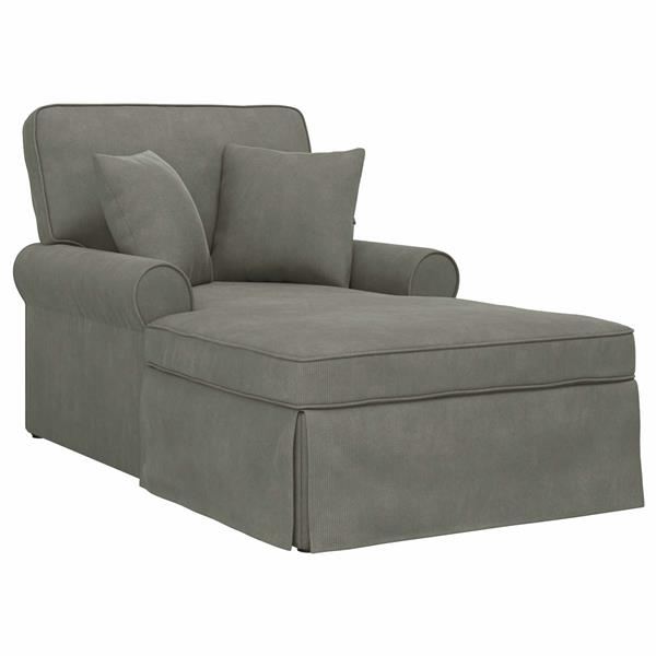 Grote foto vidaxl chaise lounge met rok met kussen 3 pcs lichtgrijs katoen stof huis en inrichting bankstellen
