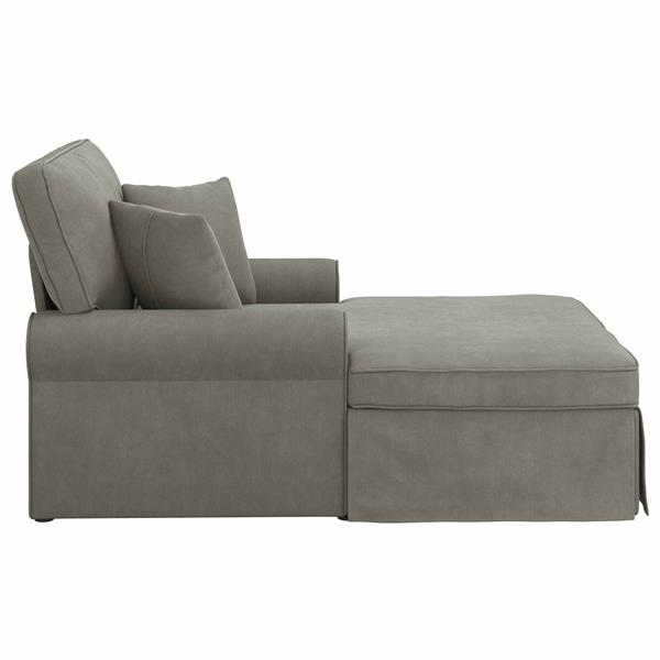 Grote foto vidaxl chaise lounge met rok met kussen 3 pcs lichtgrijs katoen stof huis en inrichting bankstellen