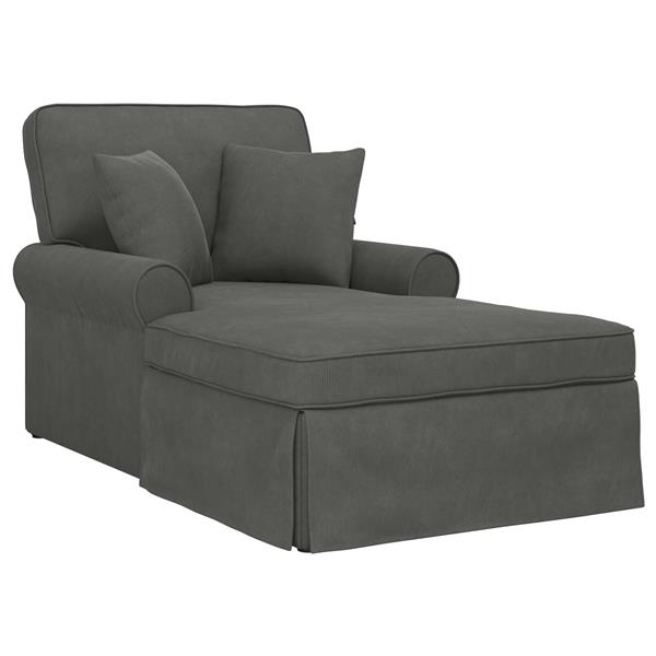 Grote foto vidaxl chaise lounge met rok met kussen 3 pcs donkergrijs katoen stof huis en inrichting bankstellen