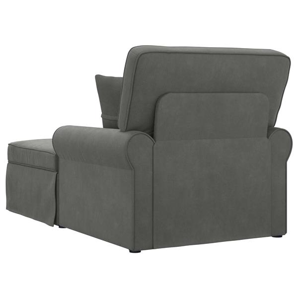 Grote foto vidaxl chaise lounge met rok met kussen 3 pcs donkergrijs katoen stof huis en inrichting bankstellen