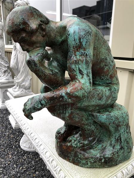 Grote foto sculptuur verkoperd gietijzeren beeld de denker geweldig mooi beeld tuin en terras tuindecoratie