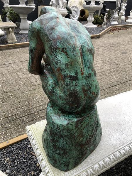 Grote foto sculptuur verkoperd gietijzeren beeld de denker geweldig mooi beeld tuin en terras tuindecoratie