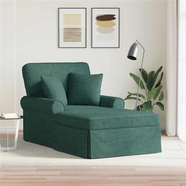 Grote foto vidaxl chaise lounge met rok met kussen 3 pcs donkergroen stof huis en inrichting bankstellen