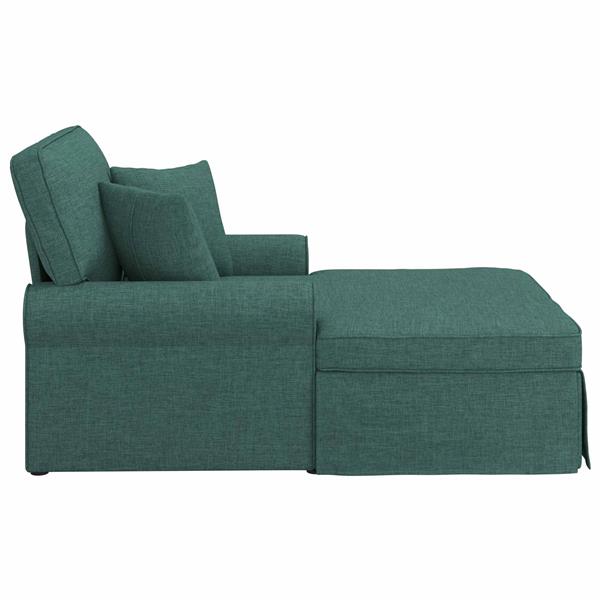 Grote foto vidaxl chaise lounge met rok met kussen 3 pcs donkergroen stof huis en inrichting bankstellen