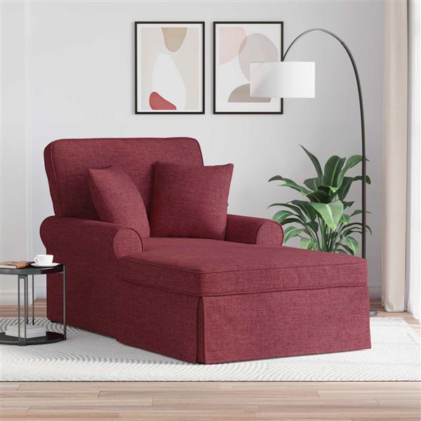 Grote foto vidaxl chaise lounge met rok met kussen met kussen 3 pcs wijnrood stof huis en inrichting bankstellen
