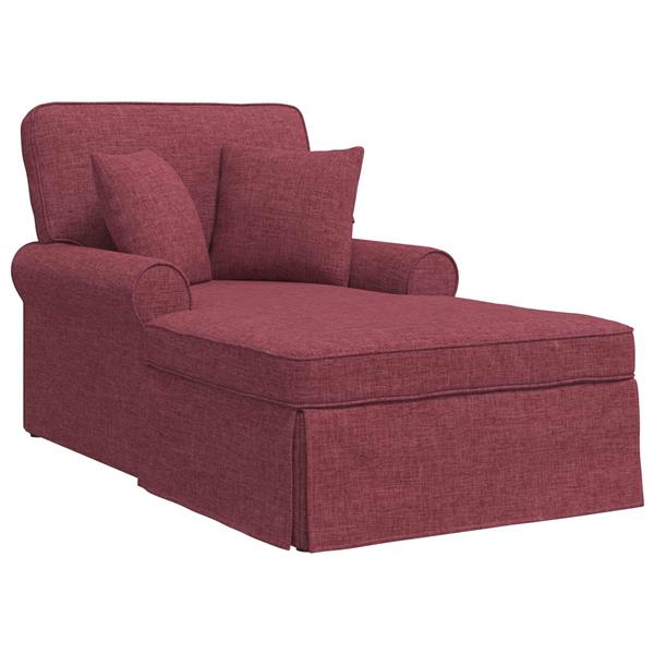 Grote foto vidaxl chaise lounge met rok met kussen met kussen 3 pcs wijnrood stof huis en inrichting bankstellen