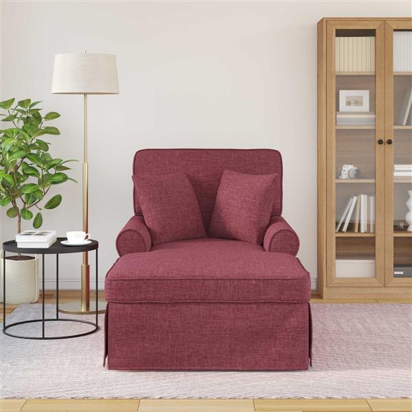 Grote foto vidaxl chaise lounge met rok met kussen met kussen 3 pcs wijnrood stof huis en inrichting bankstellen