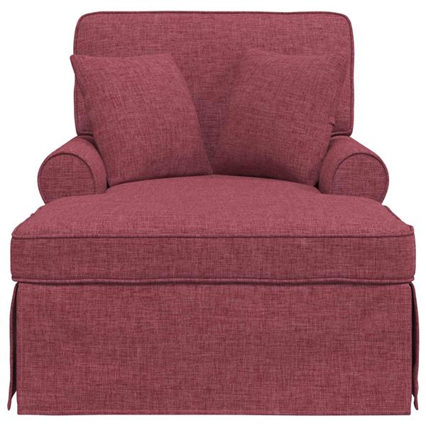 Grote foto vidaxl chaise lounge met rok met kussen met kussen 3 pcs wijnrood stof huis en inrichting bankstellen