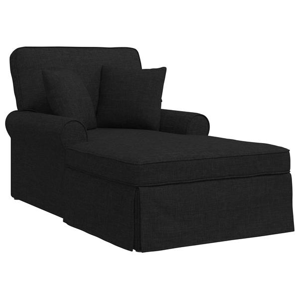 Grote foto vidaxl chaise lounge met rok met kussen met kussen 3 pcs zwart stof huis en inrichting bankstellen