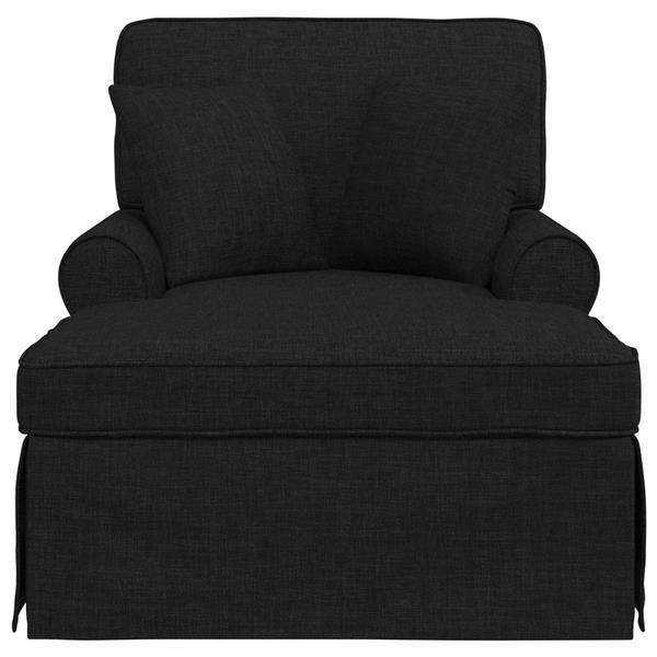 Grote foto vidaxl chaise lounge met rok met kussen met kussen 3 pcs zwart stof huis en inrichting bankstellen