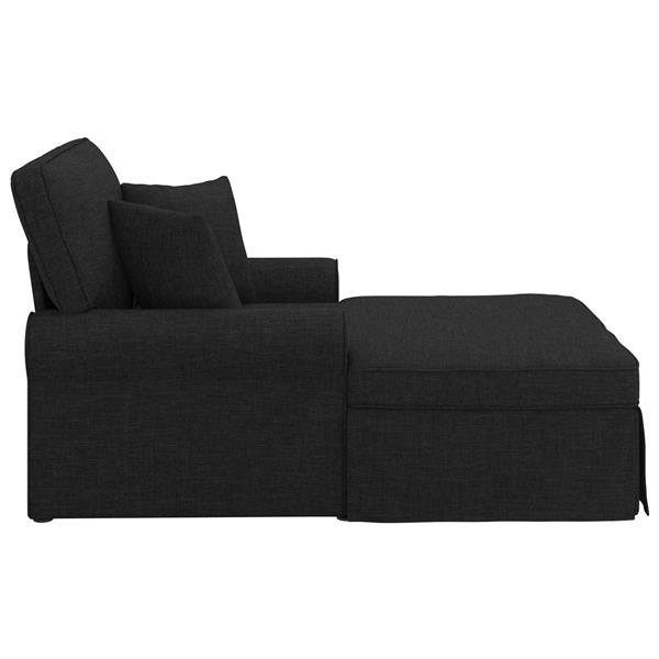 Grote foto vidaxl chaise lounge met rok met kussen met kussen 3 pcs zwart stof huis en inrichting bankstellen