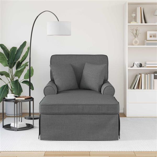 Grote foto vidaxl chaise lounge met rok met kussen 3 pcs donkergrijs stof huis en inrichting bankstellen