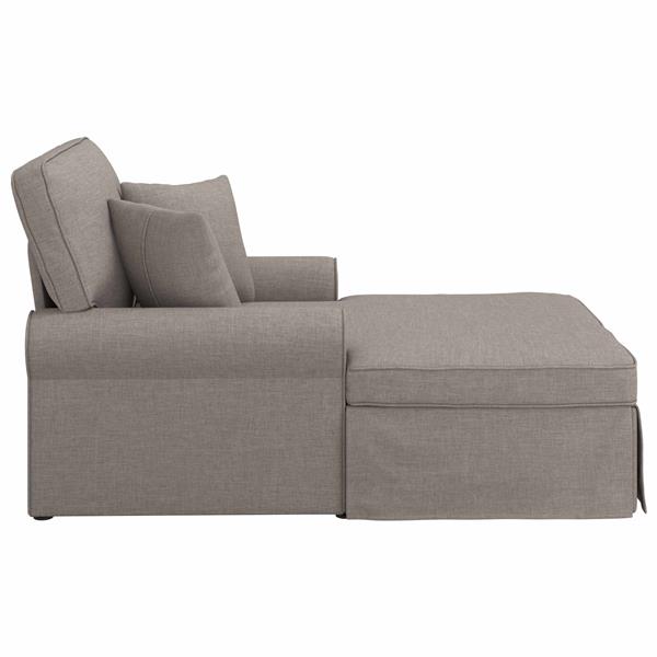 Grote foto vidaxl chaise lounge met rok met kussen met kussen 3 pcs taupe stof huis en inrichting bankstellen