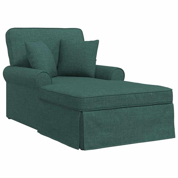 Grote foto vidaxl chaise lounge met rok met kussen 3 pcs donkergroen stof huis en inrichting bankstellen