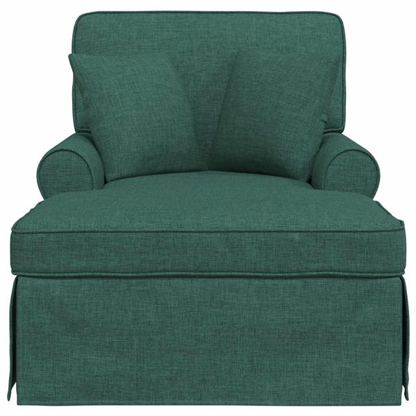 Grote foto vidaxl chaise lounge met rok met kussen 3 pcs donkergroen stof huis en inrichting bankstellen