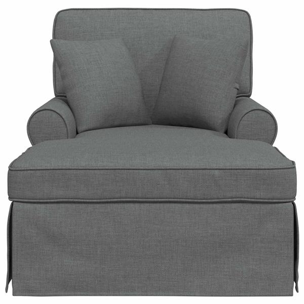 Grote foto vidaxl chaise lounge met rok met kussen 3 pcs donkergrijs stof huis en inrichting bankstellen