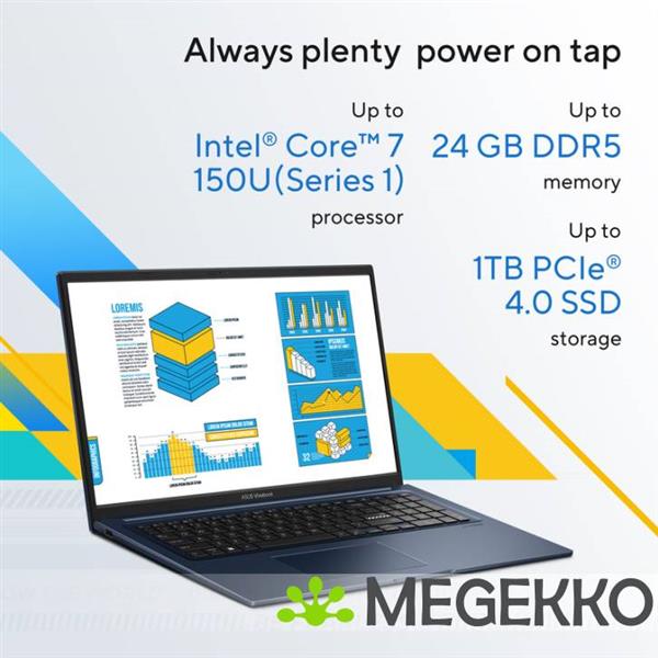 Grote foto asus vivobook 17 x1704va au1219w 17.3 intel core 5 computers en software overige computers en software