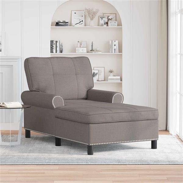 Grote foto vidaxl chaise lounge met kussen taupe 91 x 157 x 91 cm stof huis en inrichting bankstellen