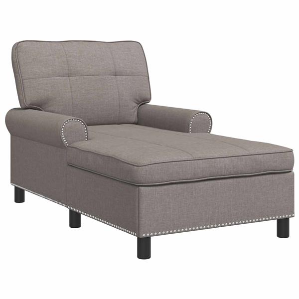 Grote foto vidaxl chaise lounge met kussen taupe 91 x 157 x 91 cm stof huis en inrichting bankstellen