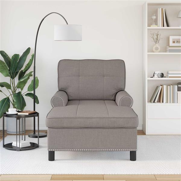 Grote foto vidaxl chaise lounge met kussen taupe 91 x 157 x 91 cm stof huis en inrichting bankstellen