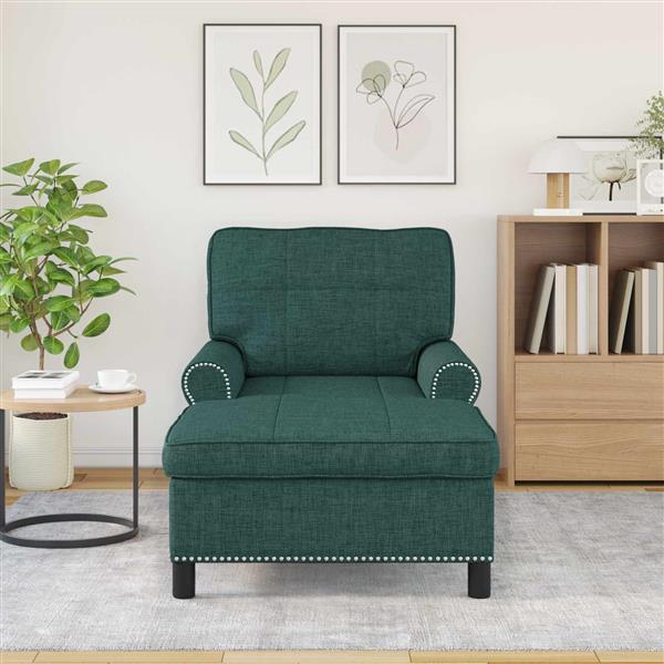 Grote foto vidaxl chaise lounge met kussen donkergroen 91 x 157 x 91 cm stof huis en inrichting bankstellen
