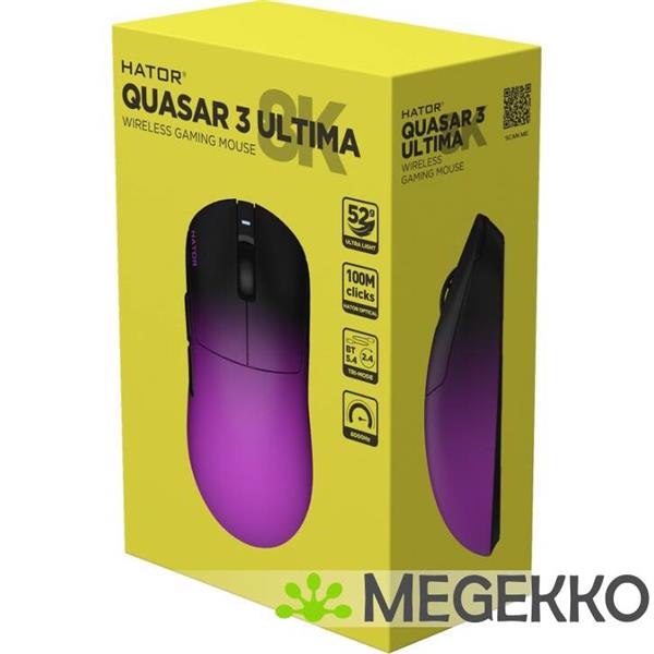 Grote foto hator quasar 3s ultima 8k full size zwart paars draadloze gaming muis computers en software overige computers en software
