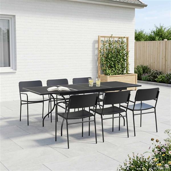 Grote foto vidaxl uiterbreidbare mesh eettafel antracietkleurig 212 x 90 x 76 cm tuin en terras tuinmeubelen