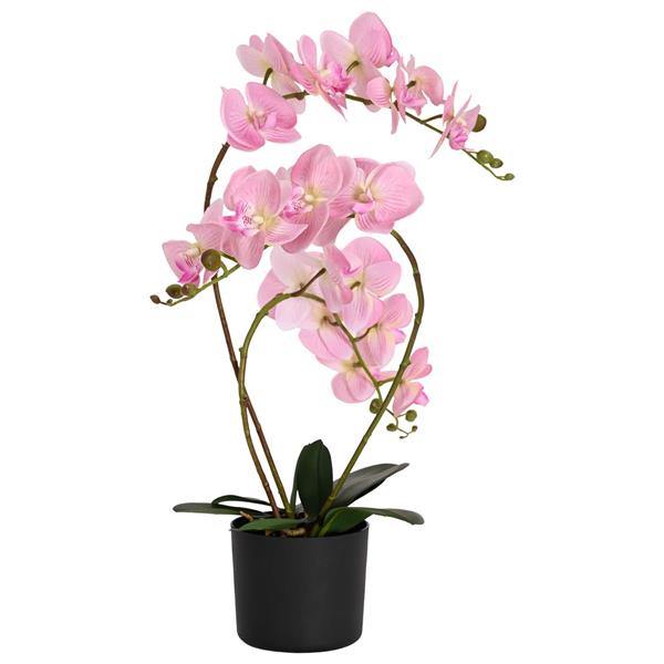 Grote foto vidaxl kunstorchidee met pot roze 45 x 15 x 65 cm stof pe en peva tuin en terras sierplanten