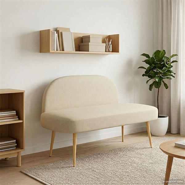 Grote foto vidaxl beklede bank met rugleuning cr mekleurig 110 x 60 x 76 cm huis en inrichting overige huis en inrichting